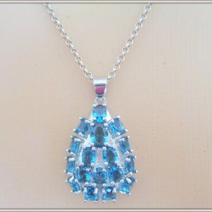 HANDMADE AQUAMARIN NECKLACE MADE WITH 925 STERLING